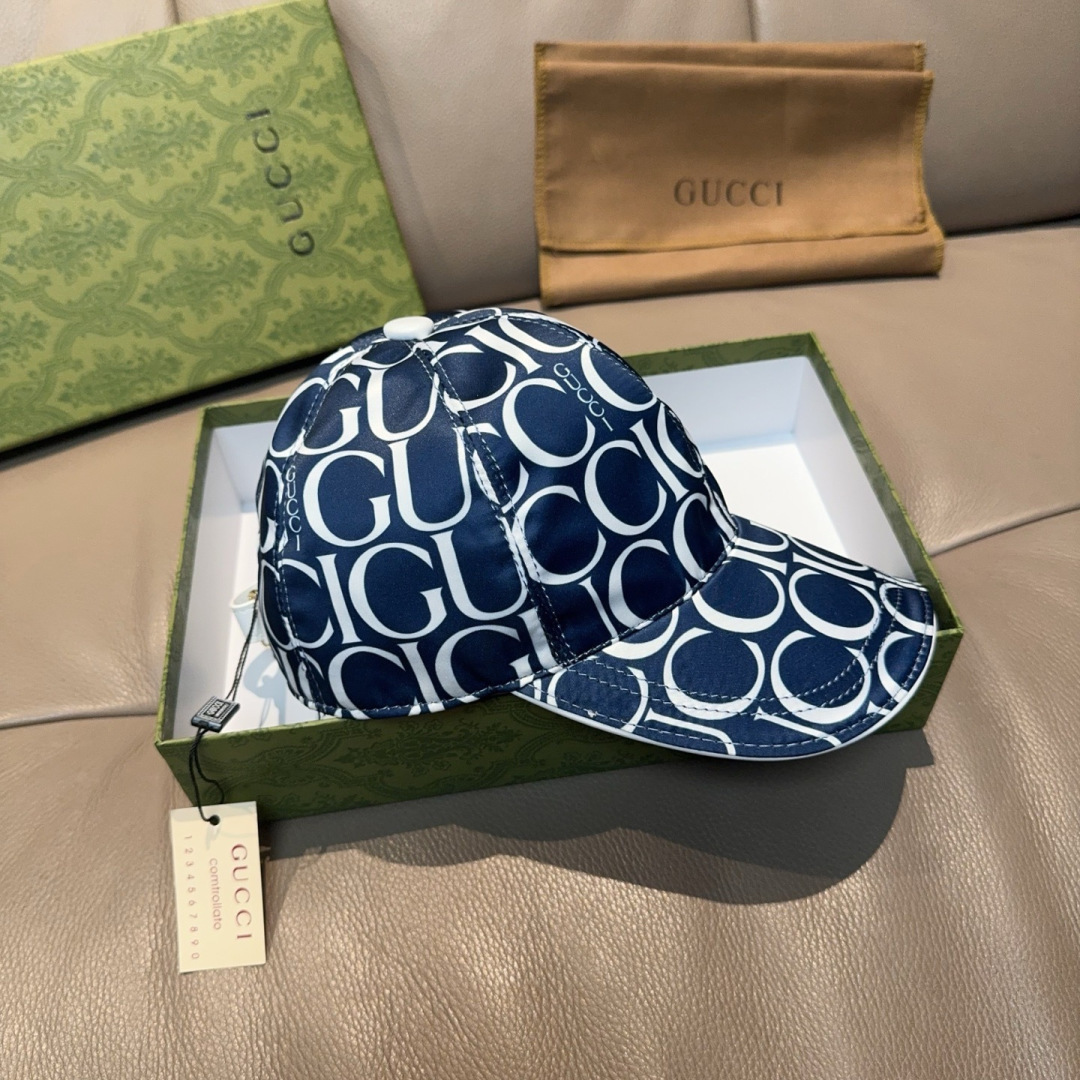 配盒子布袋，Gucci(古奇)新款原单棒球帽， GUCCI丝印，专柜1:1开模订制，原版帆布料+头层牛皮