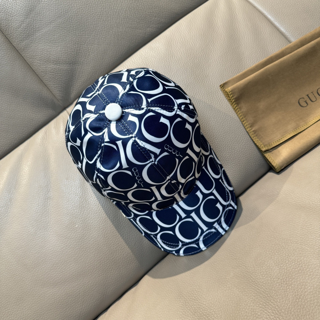 配盒子布袋，Gucci(古奇)新款原单棒球帽， GUCCI丝印，专柜1:1开模订制，原版帆布料+头层牛皮
