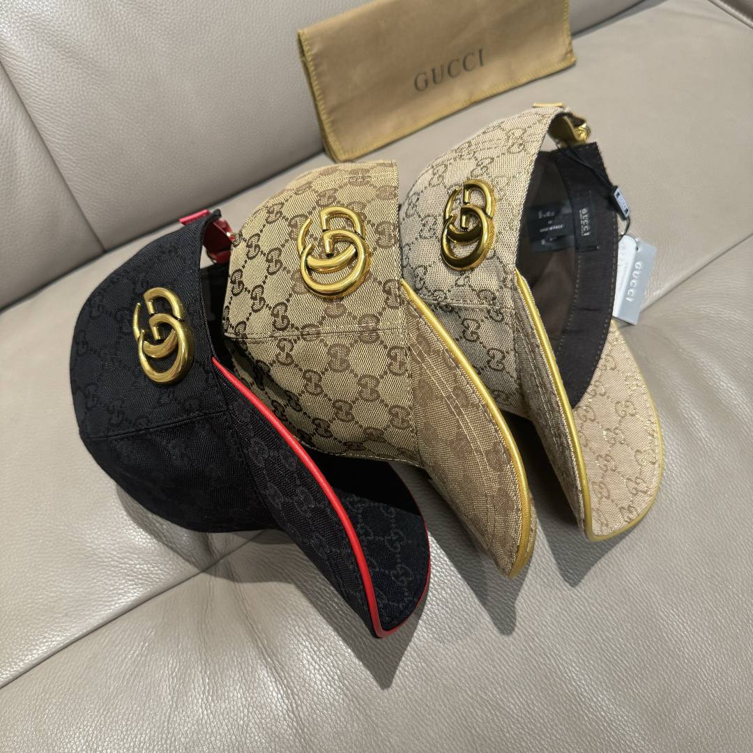 配包装布袋，Gucci(古奇)新款原单棒球帽， 金属双G，专柜最新款，1:1开模订制，正版开模五金，原版