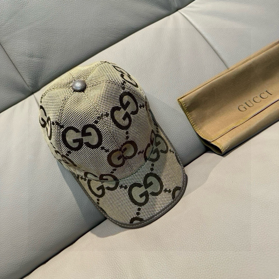配包装布袋，Gucci古奇新款原单棒球帽， 大双G，专柜1:1开模订制，原版帆布面料+头层牛皮，轻盈透气