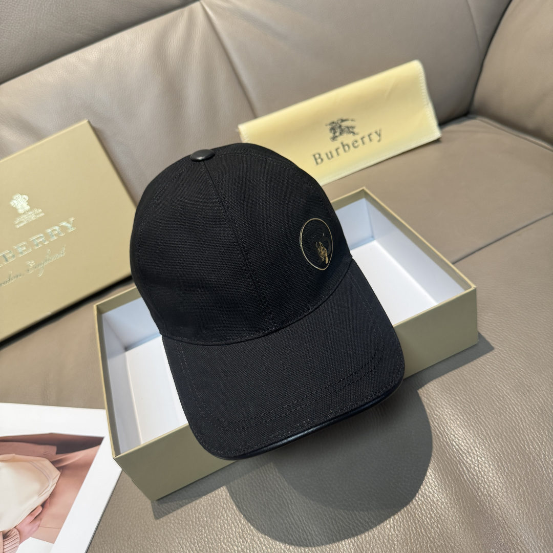 配盒子布袋，Burberry（巴宝莉）最新款原单棒球帽，1:1开模订制，猛虎胶印！原版帆布面料+头层牛皮
