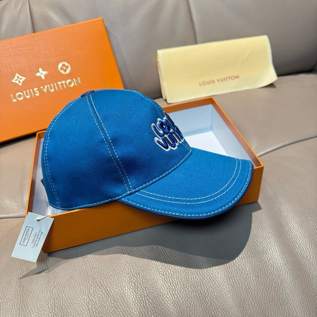 配盒子布袋，LV(路易威登)新款原单棒球帽，LV刺绣，专柜1:1开模订制，原版帆布面料+头层牛皮，精细刺