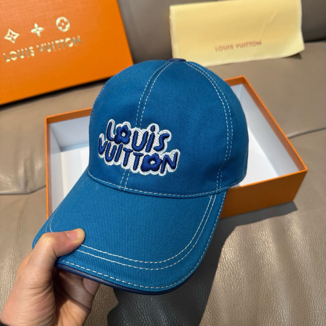 配盒子布袋，LV(路易威登)新款原单棒球帽，LV刺绣，专柜1:1开模订制，原版帆布面料+头层牛皮，精细刺