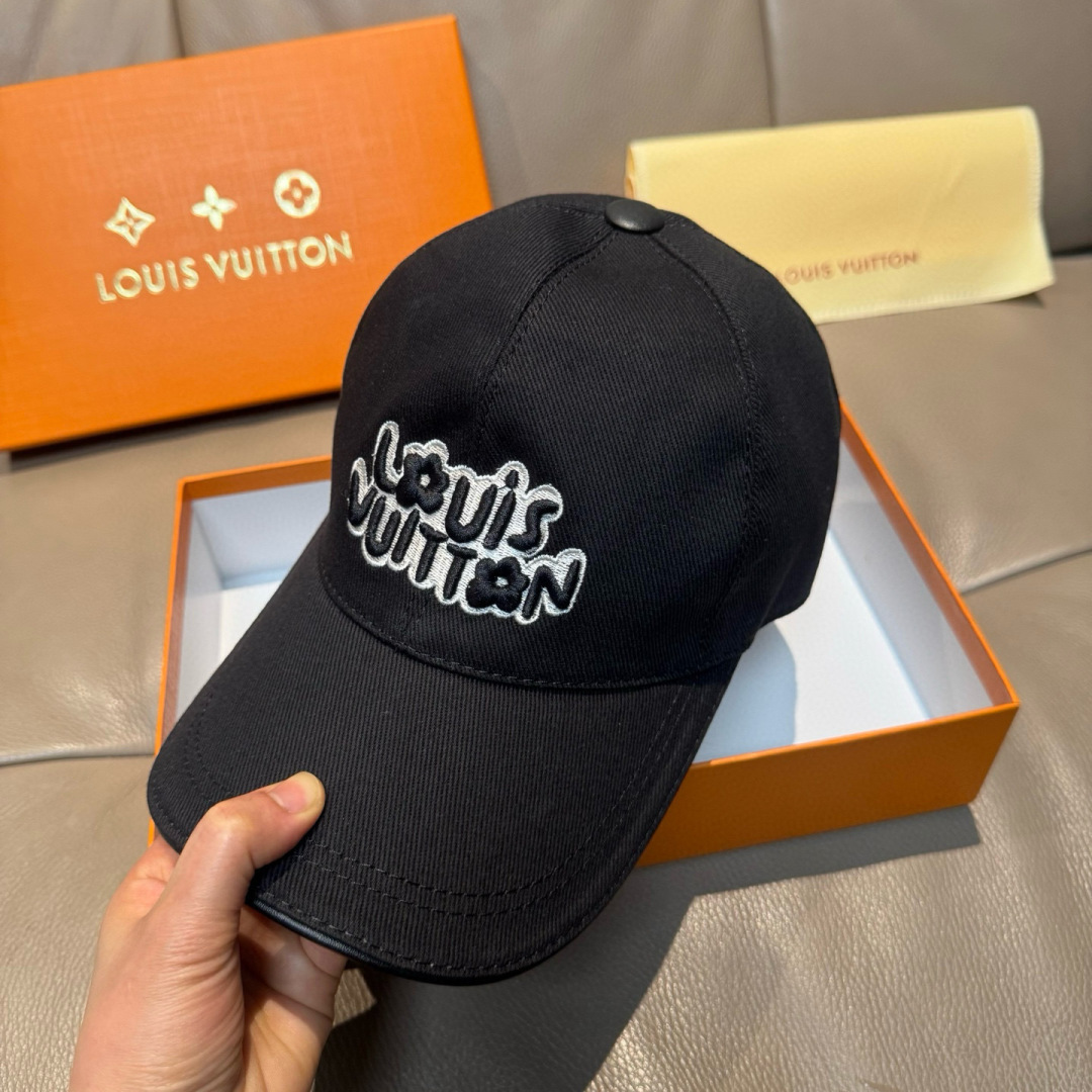 配盒子布袋，LV(路易威登)新款原单棒球帽，LV刺绣，专柜1:1开模订制，原版帆布面料+头层牛皮，精细刺