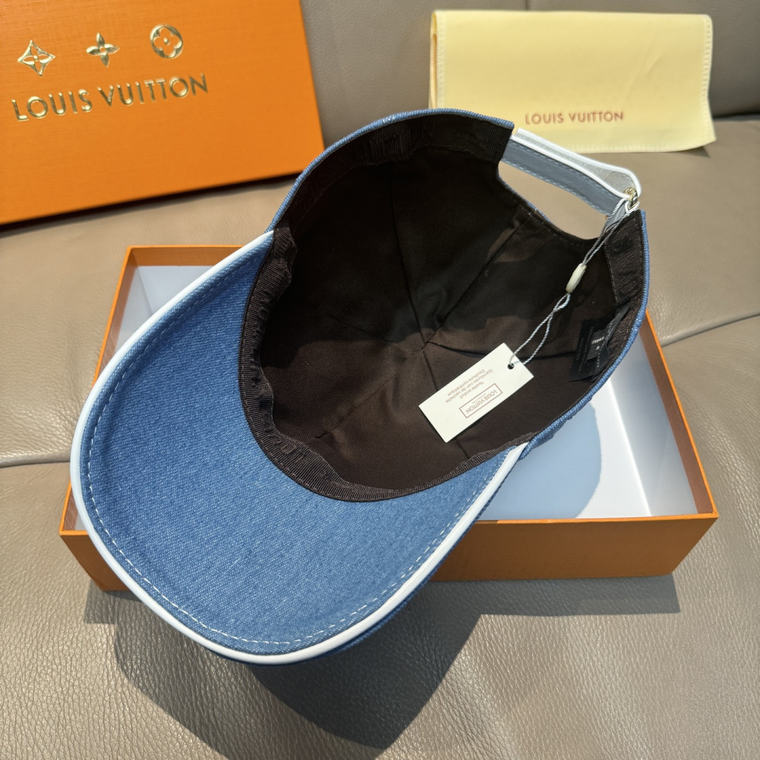 配盒子布袋，LV(路易威登)新款原单棒球帽，大logo压花，1:1开模订制，原版牛仔布料，做工细致完美，