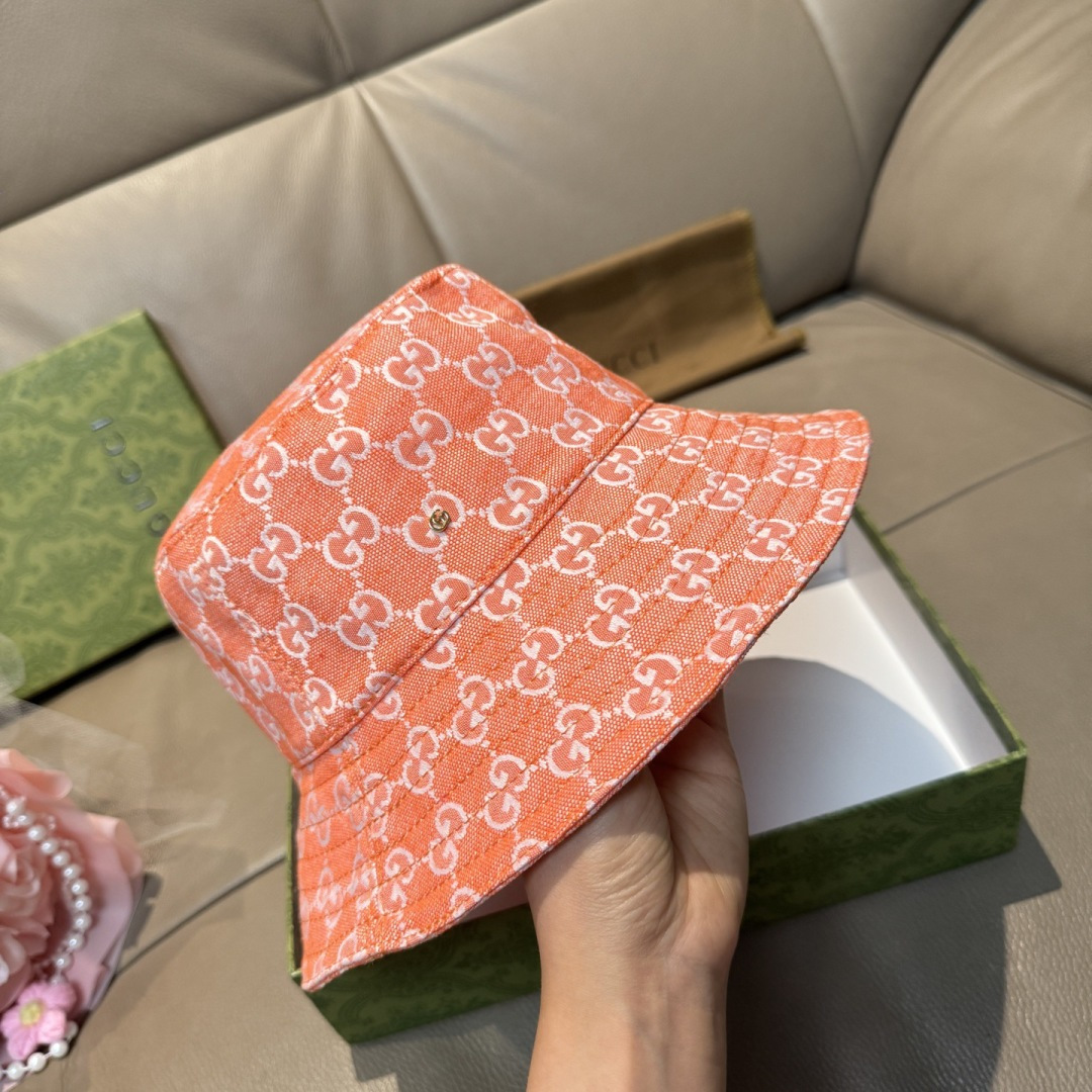 配包装布袋，Guc*i古奇新款原单渔夫帽，金属小双G，专柜1:1开模订制，原版帆布料+纯棉里衬，轻盈透气