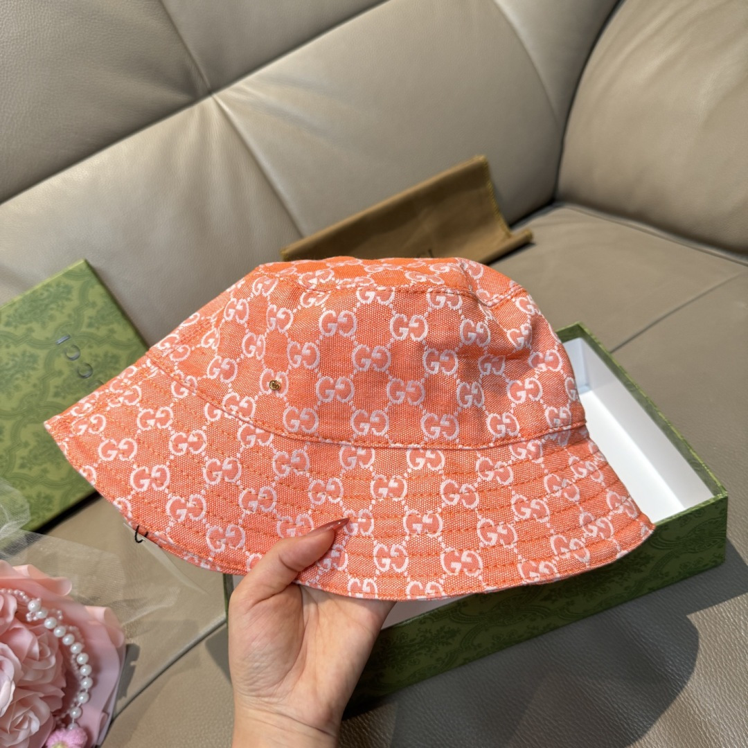 配包装布袋，Guc*i古奇新款原单渔夫帽，金属小双G，专柜1:1开模订制，原版帆布料+纯棉里衬，轻盈透气