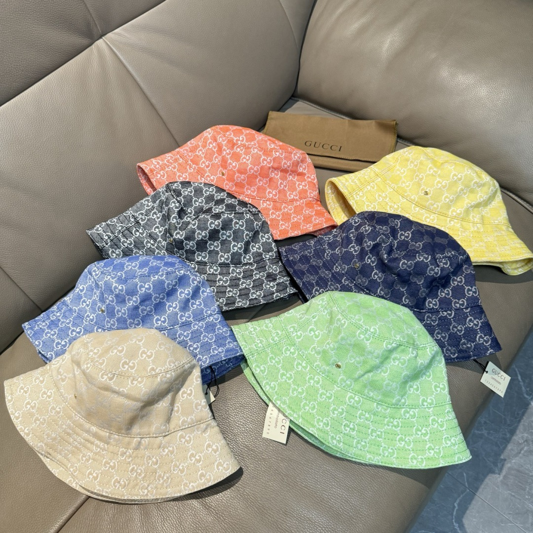 配包装布袋，Guc*i古奇新款原单渔夫帽，金属小双G，专柜1:1开模订制，原版帆布料+纯棉里衬，轻盈透气