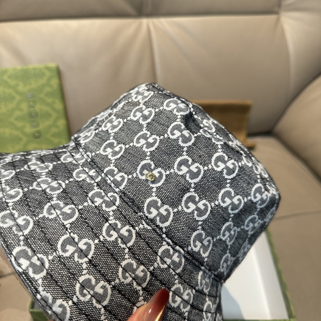 配包装布袋，Guc*i古奇新款原单渔夫帽，金属小双G，专柜1:1开模订制，原版帆布料+纯棉里衬，轻盈透气