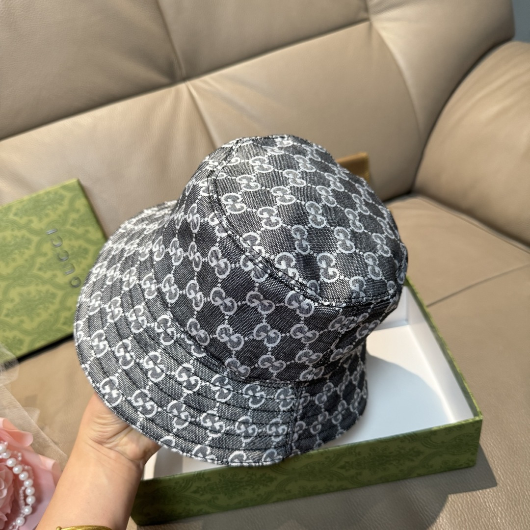 配包装布袋，Guc*i古奇新款原单渔夫帽，金属小双G，专柜1:1开模订制，原版帆布料+纯棉里衬，轻盈透气