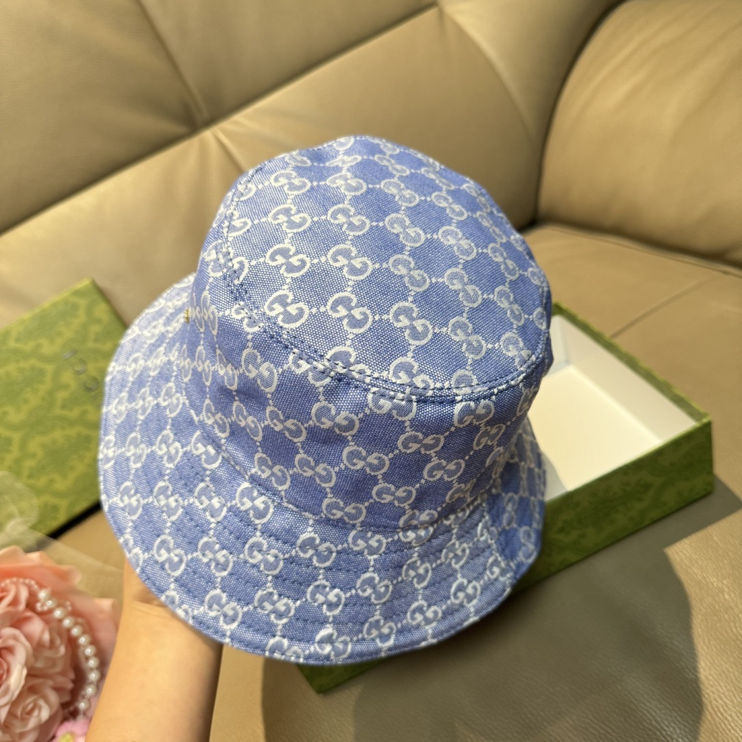 配包装布袋，Guc*i古奇新款原单渔夫帽，金属小双G，专柜1:1开模订制，原版帆布料+纯棉里衬，轻盈透气