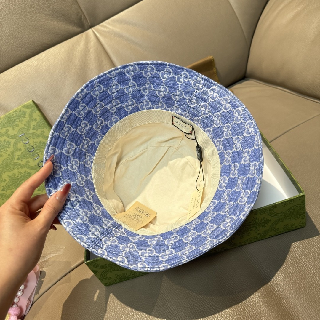 配包装布袋，Guc*i古奇新款原单渔夫帽，金属小双G，专柜1:1开模订制，原版帆布料+纯棉里衬，轻盈透气