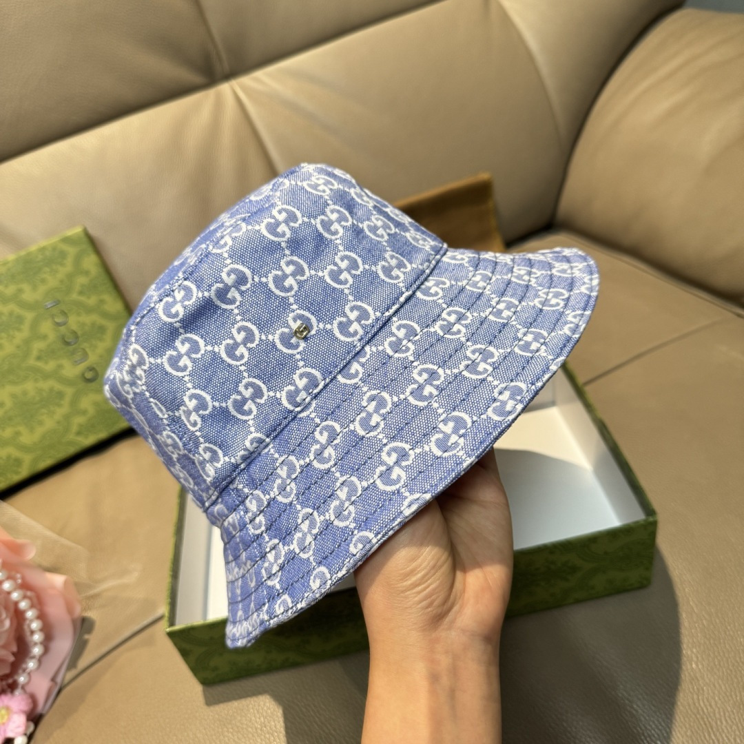 配包装布袋，Guc*i古奇新款原单渔夫帽，金属小双G，专柜1:1开模订制，原版帆布料+纯棉里衬，轻盈透气