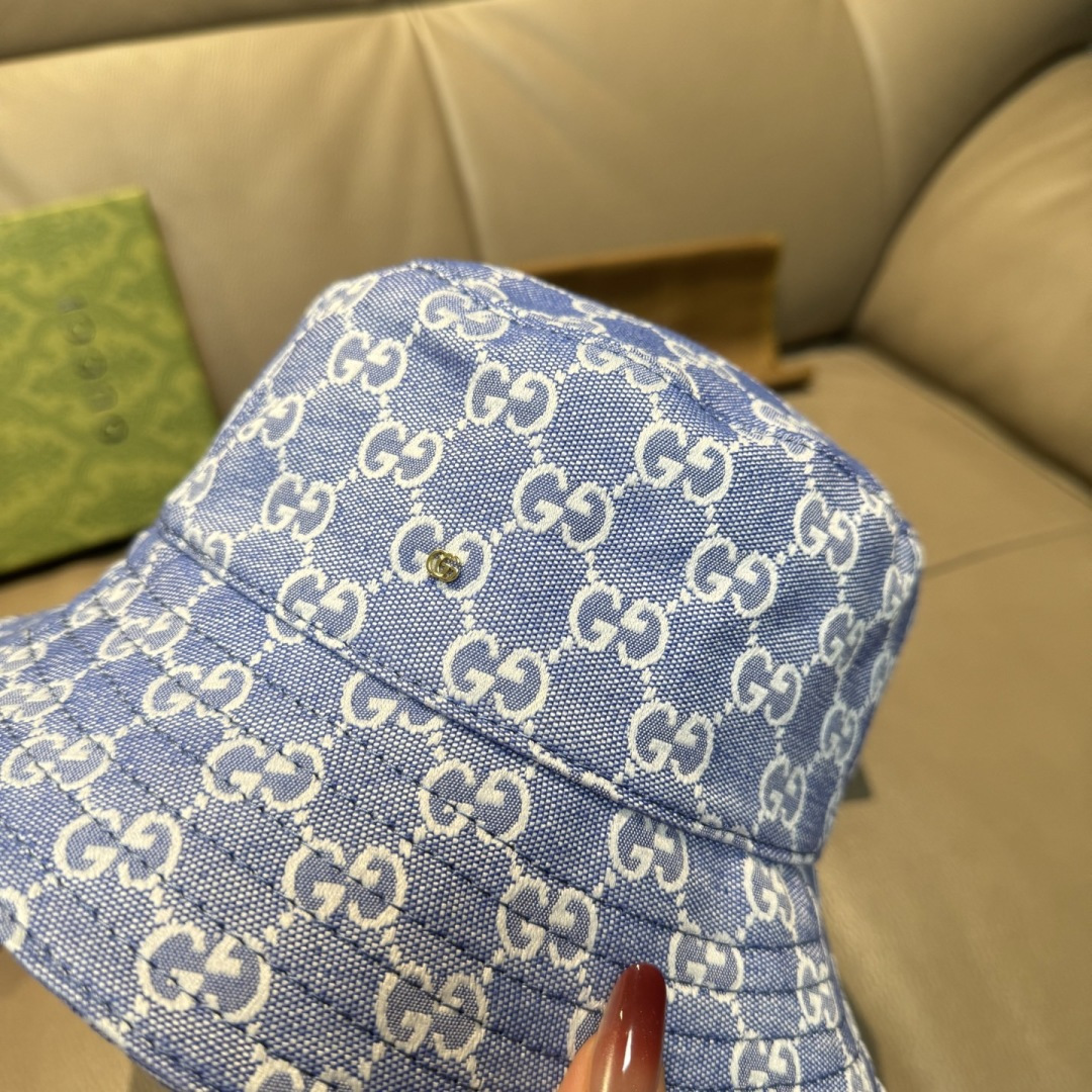 配包装布袋，Guc*i古奇新款原单渔夫帽，金属小双G，专柜1:1开模订制，原版帆布料+纯棉里衬，轻盈透气