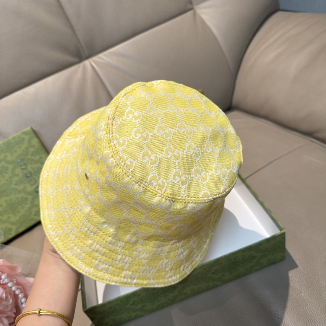 配包装布袋，Guc*i古奇新款原单渔夫帽，金属小双G，专柜1:1开模订制，原版帆布料+纯棉里衬，轻盈透气