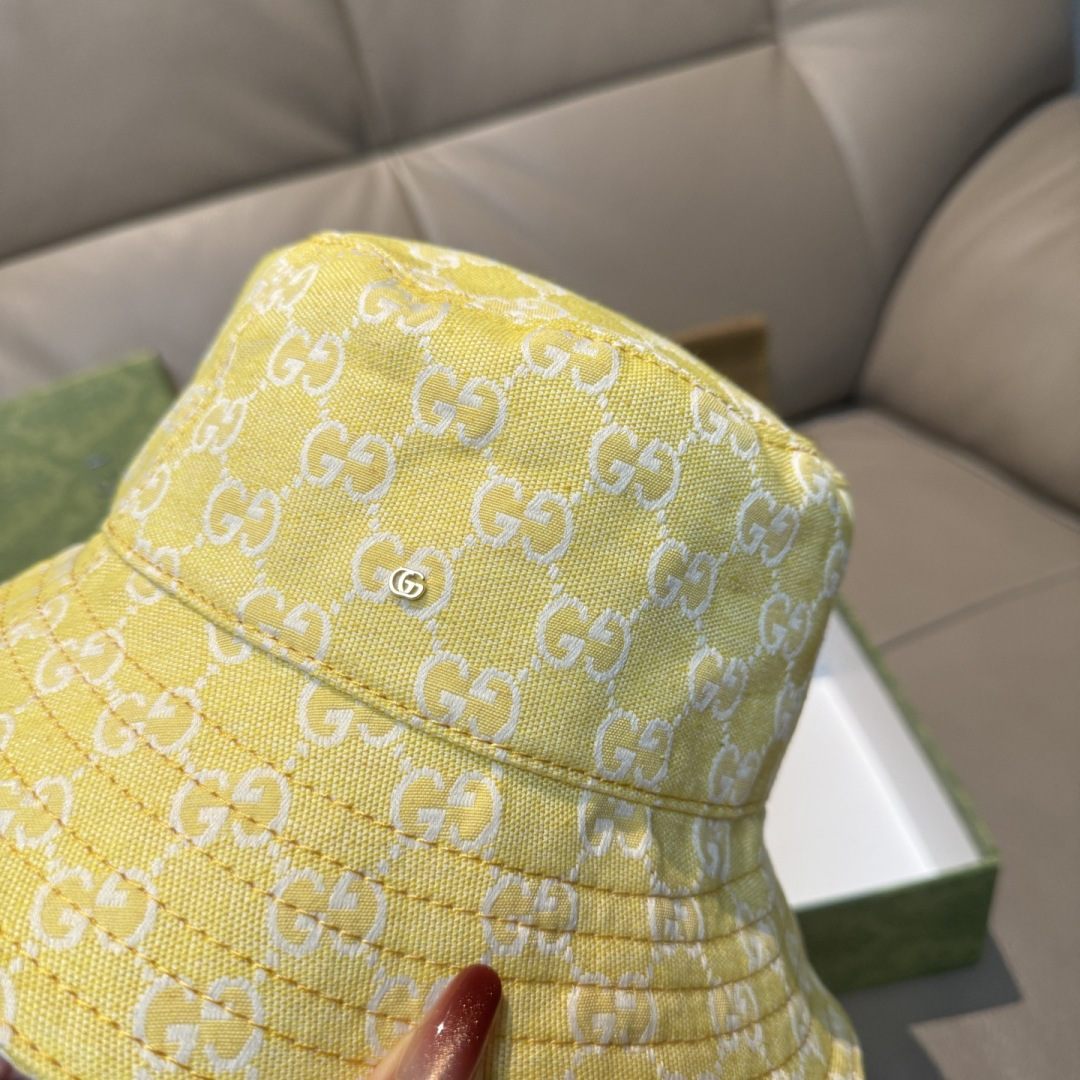 配包装布袋，Guc*i古奇新款原单渔夫帽，金属小双G，专柜1:1开模订制，原版帆布料+纯棉里衬，轻盈透气