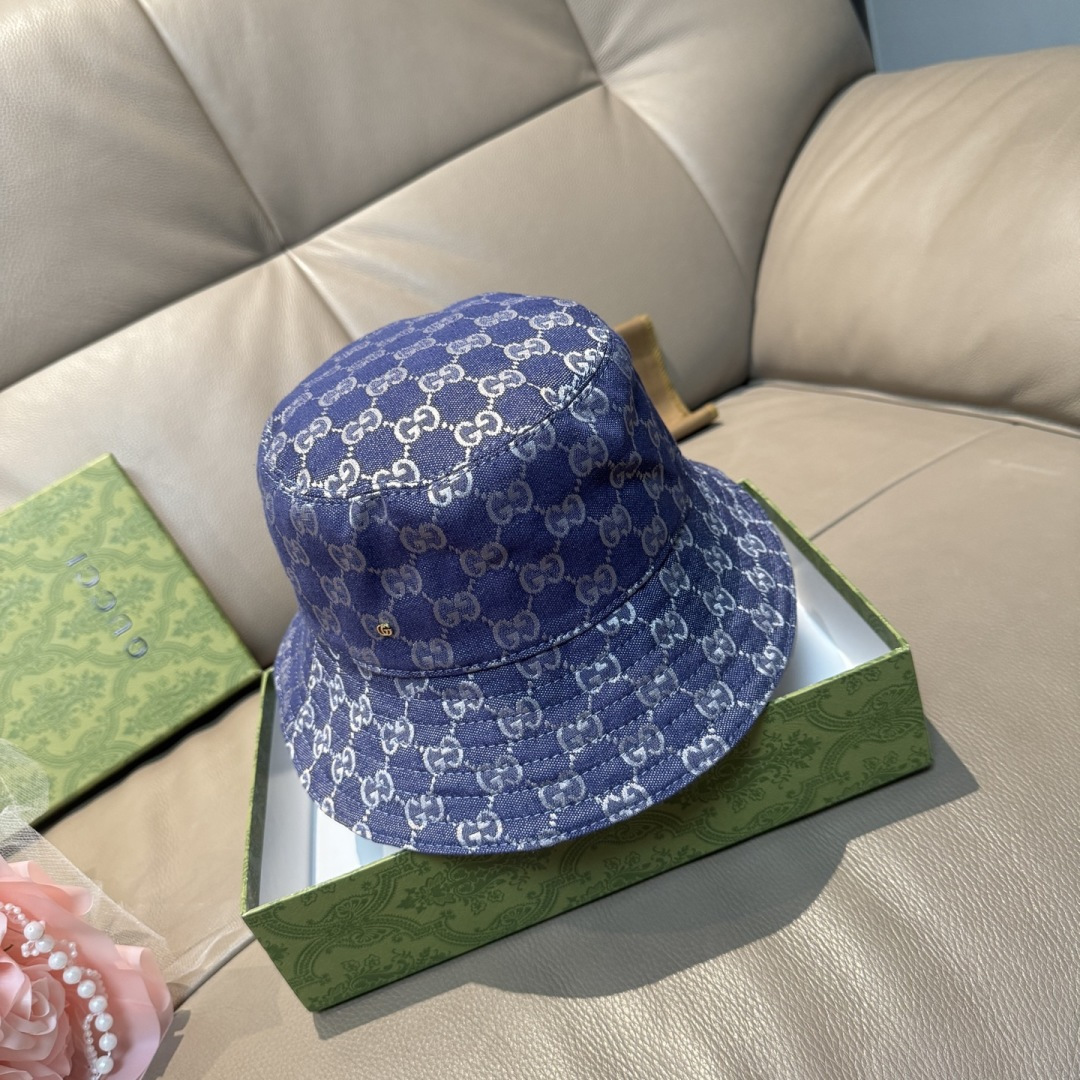 配包装布袋，Guc*i古奇新款原单渔夫帽，金属小双G，专柜1:1开模订制，原版帆布料+纯棉里衬，轻盈透气