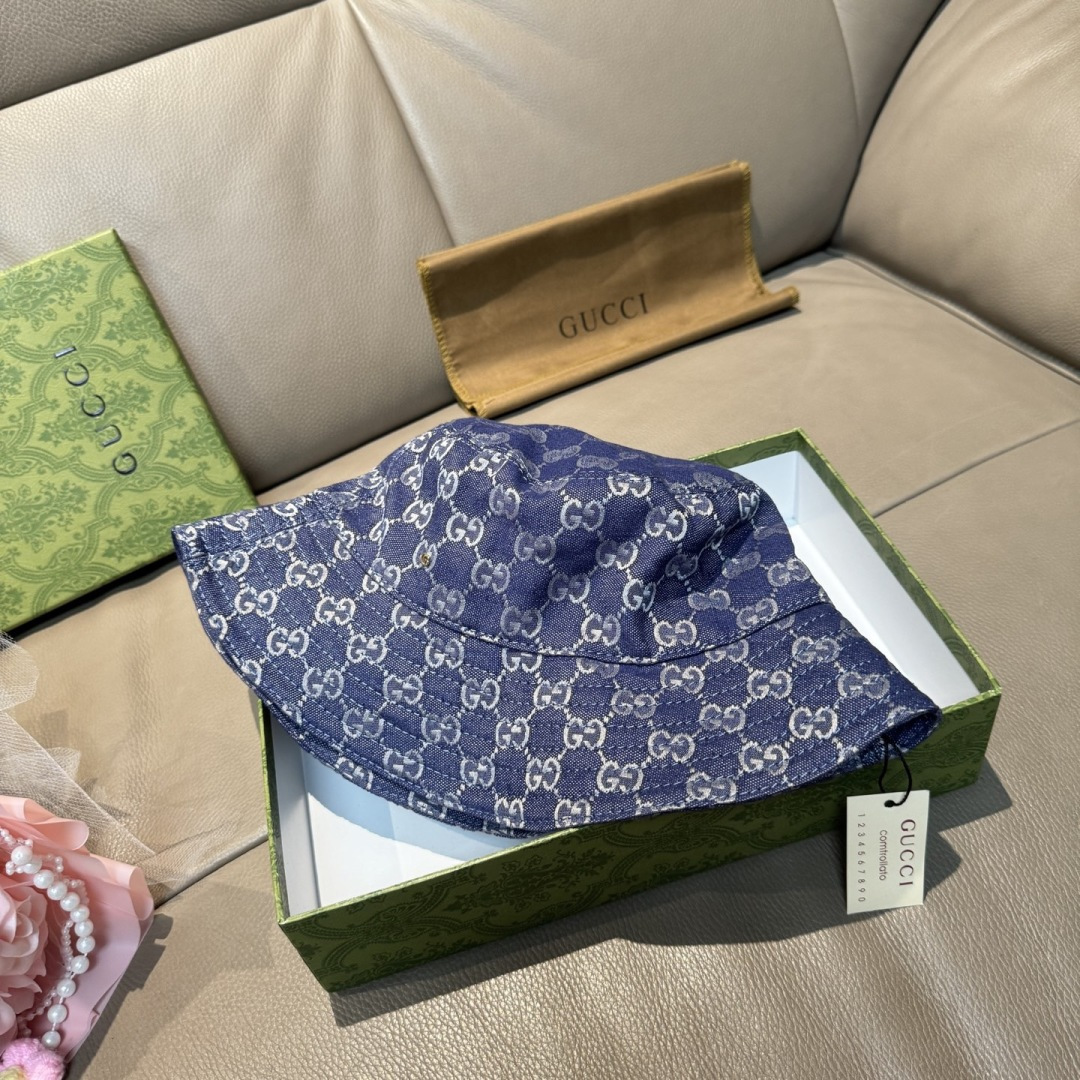 配包装布袋，Guc*i古奇新款原单渔夫帽，金属小双G，专柜1:1开模订制，原版帆布料+纯棉里衬，轻盈透气