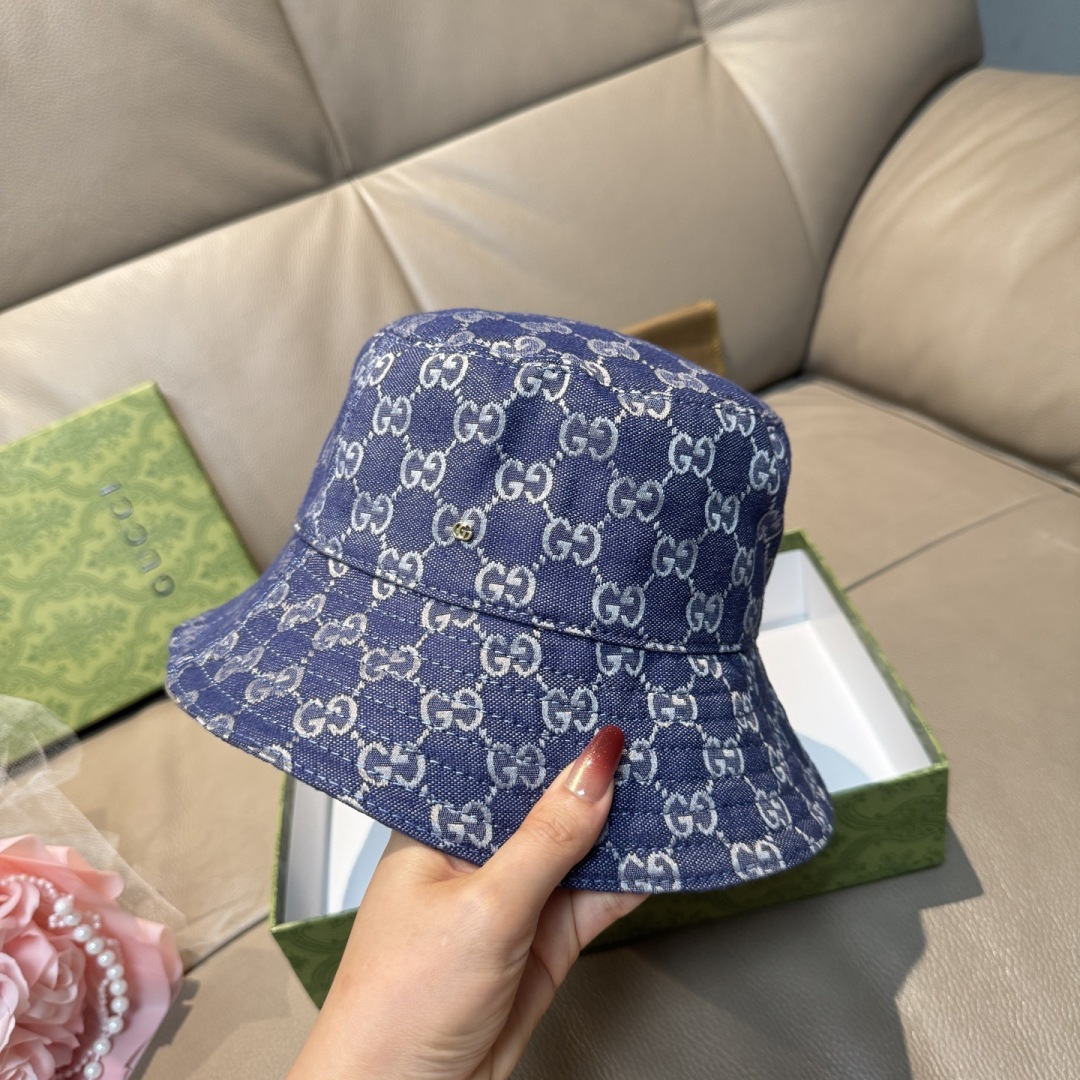 配包装布袋，Guc*i古奇新款原单渔夫帽，金属小双G，专柜1:1开模订制，原版帆布料+纯棉里衬，轻盈透气