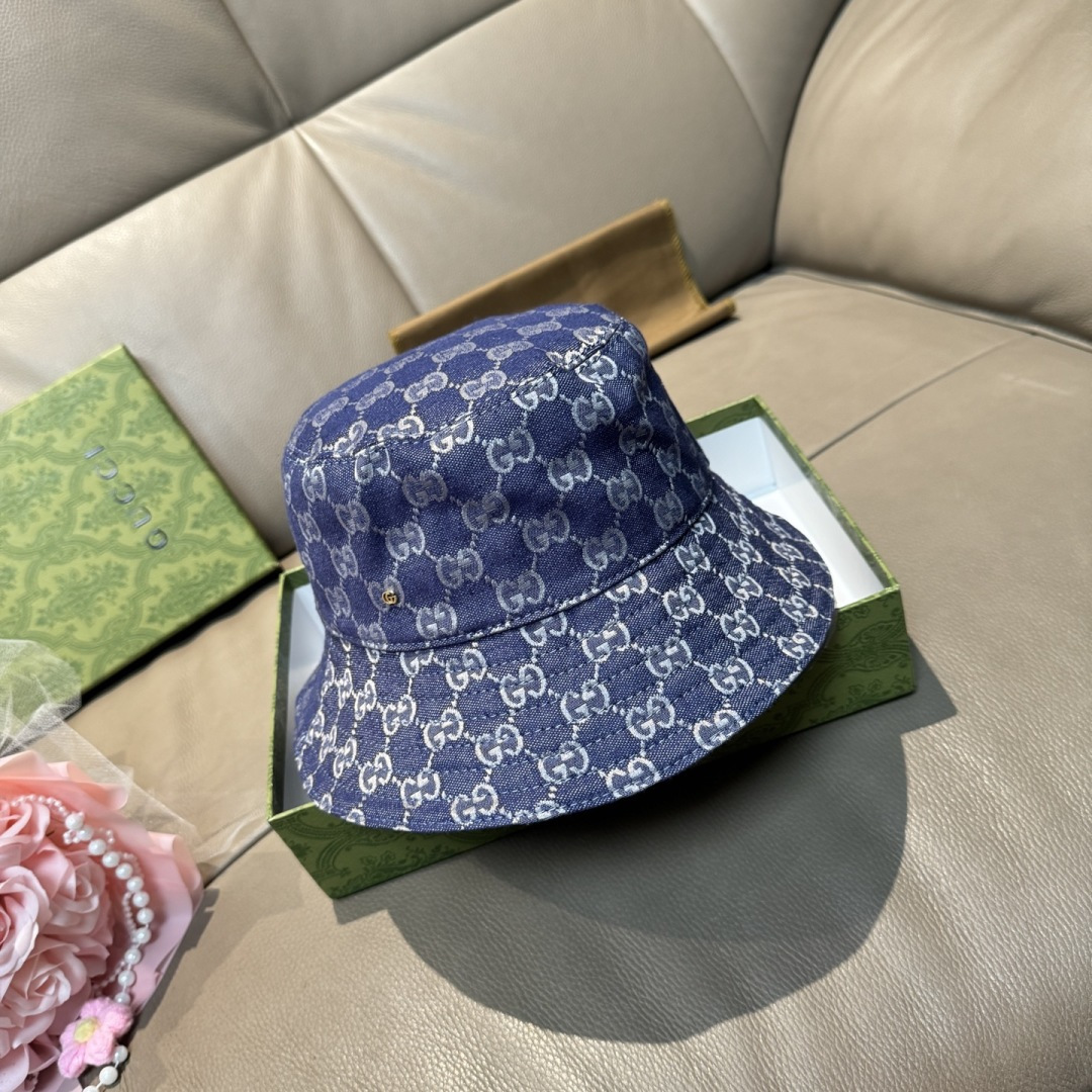 配包装布袋，Guc*i古奇新款原单渔夫帽，金属小双G，专柜1:1开模订制，原版帆布料+纯棉里衬，轻盈透气