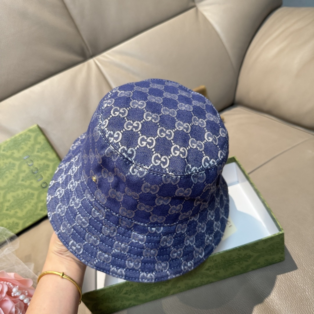 配包装布袋，Guc*i古奇新款原单渔夫帽，金属小双G，专柜1:1开模订制，原版帆布料+纯棉里衬，轻盈透气