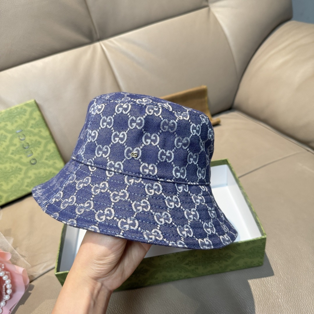 配包装布袋，Guc*i古奇新款原单渔夫帽，金属小双G，专柜1:1开模订制，原版帆布料+纯棉里衬，轻盈透气