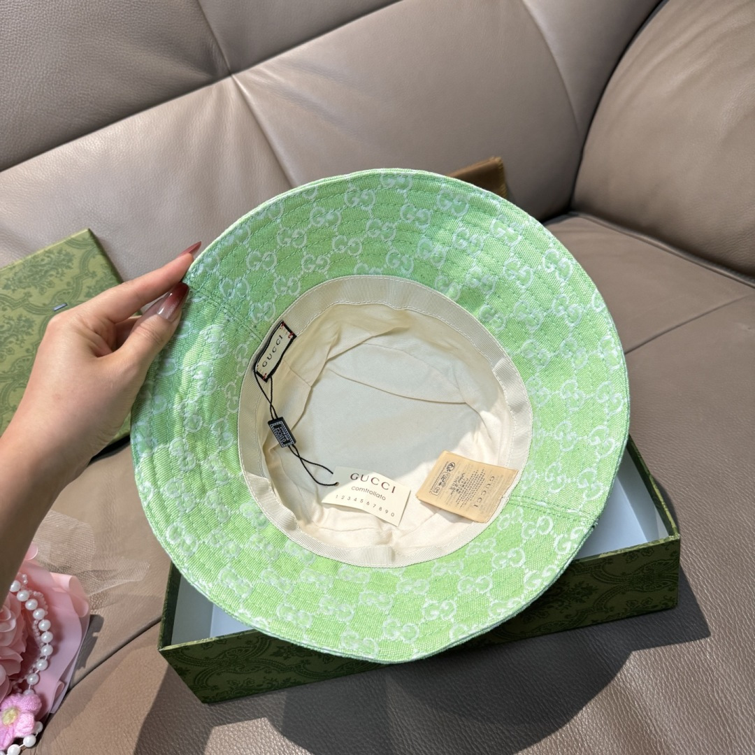 配包装布袋，Guc*i古奇新款原单渔夫帽，金属小双G，专柜1:1开模订制，原版帆布料+纯棉里衬，轻盈透气