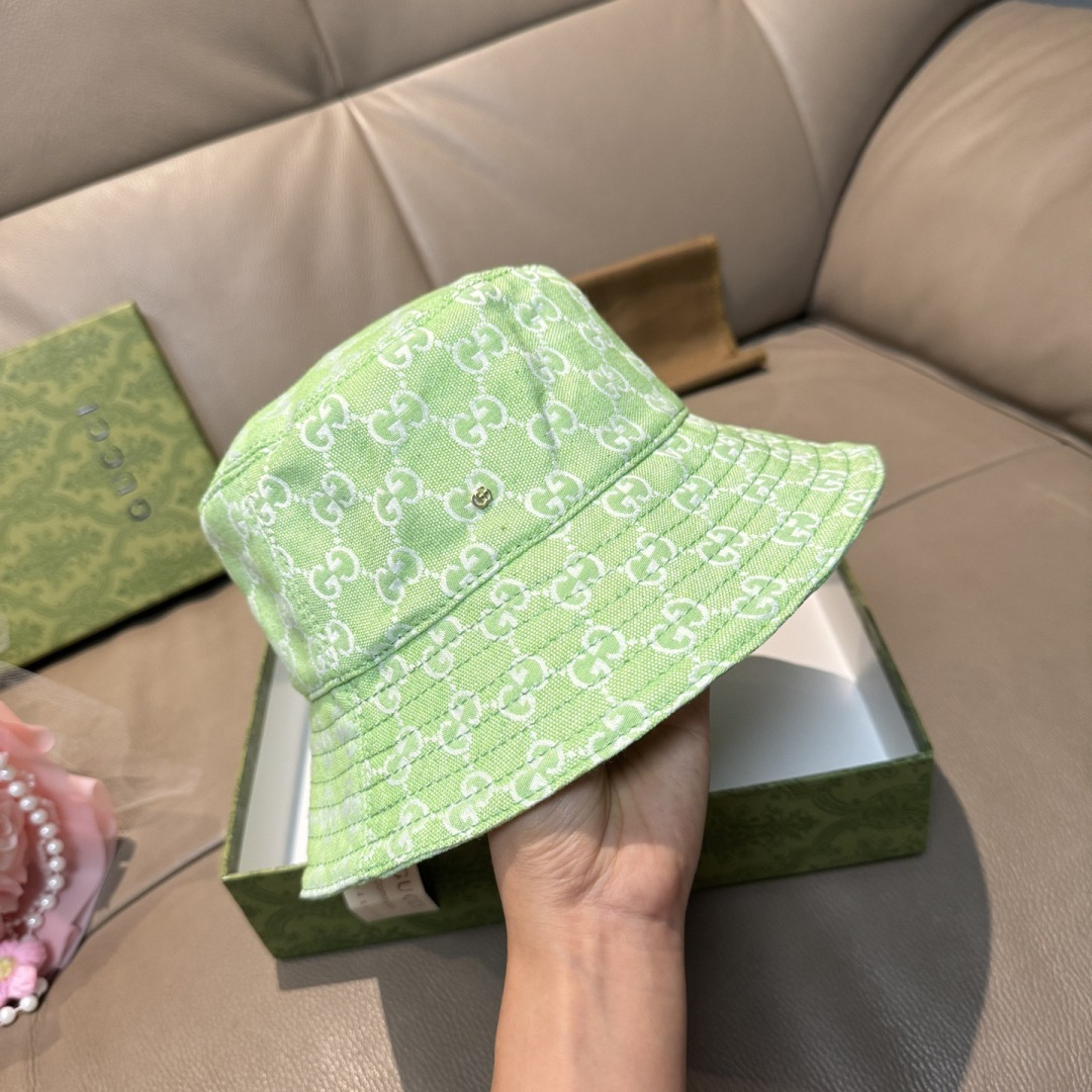 配包装布袋，Guc*i古奇新款原单渔夫帽，金属小双G，专柜1:1开模订制，原版帆布料+纯棉里衬，轻盈透气