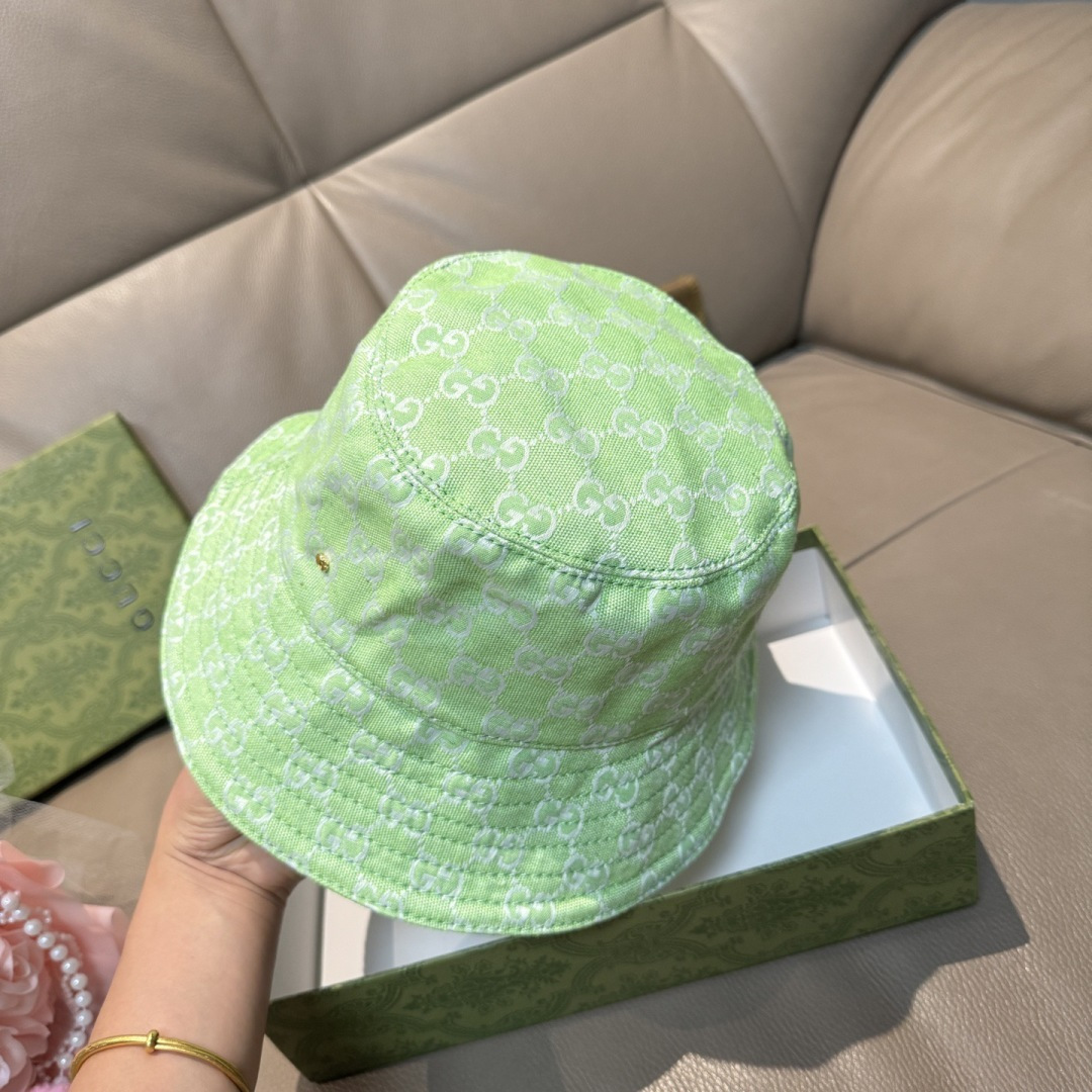 配包装布袋，Guc*i古奇新款原单渔夫帽，金属小双G，专柜1:1开模订制，原版帆布料+纯棉里衬，轻盈透气
