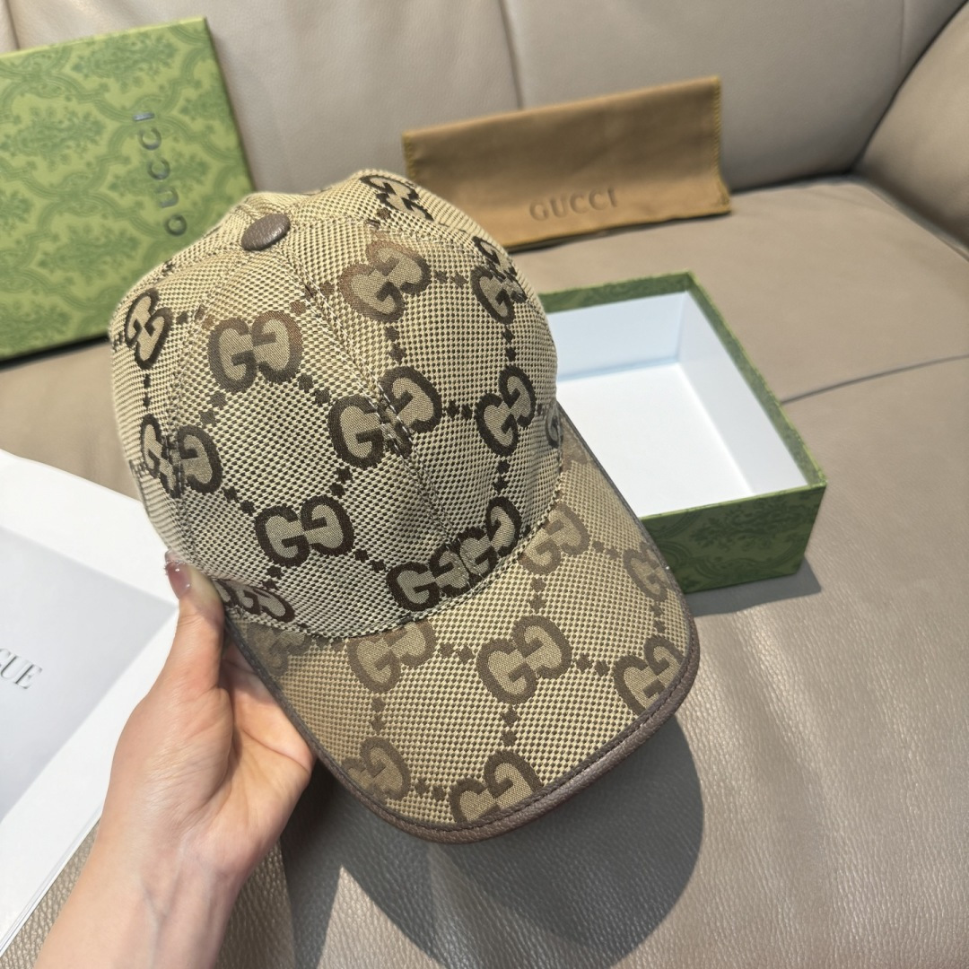 配包装布袋，Gucci古奇新款原单棒球帽， 大双G，专柜1:1开模订制，原版帆布面料+头层牛皮，轻盈透气