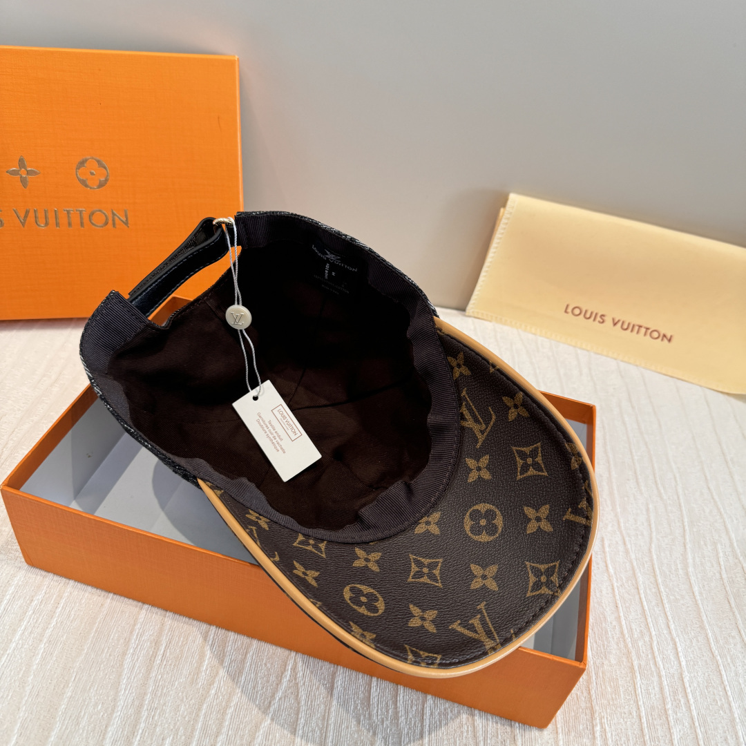 新款出货！配盒子布袋，LV(路易威登)新款原单棒球帽，老花拼接，1:1开模订制，原版纯棉布料+专柜老花布