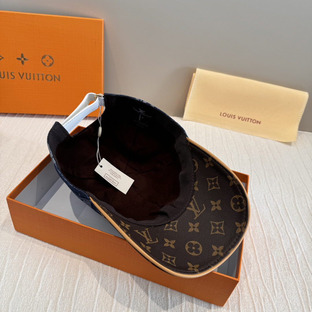 新款出货！配盒子布袋，LV(路易威登)新款原单棒球帽，老花拼接，1:1开模订制，原版纯棉布料+专柜老花布