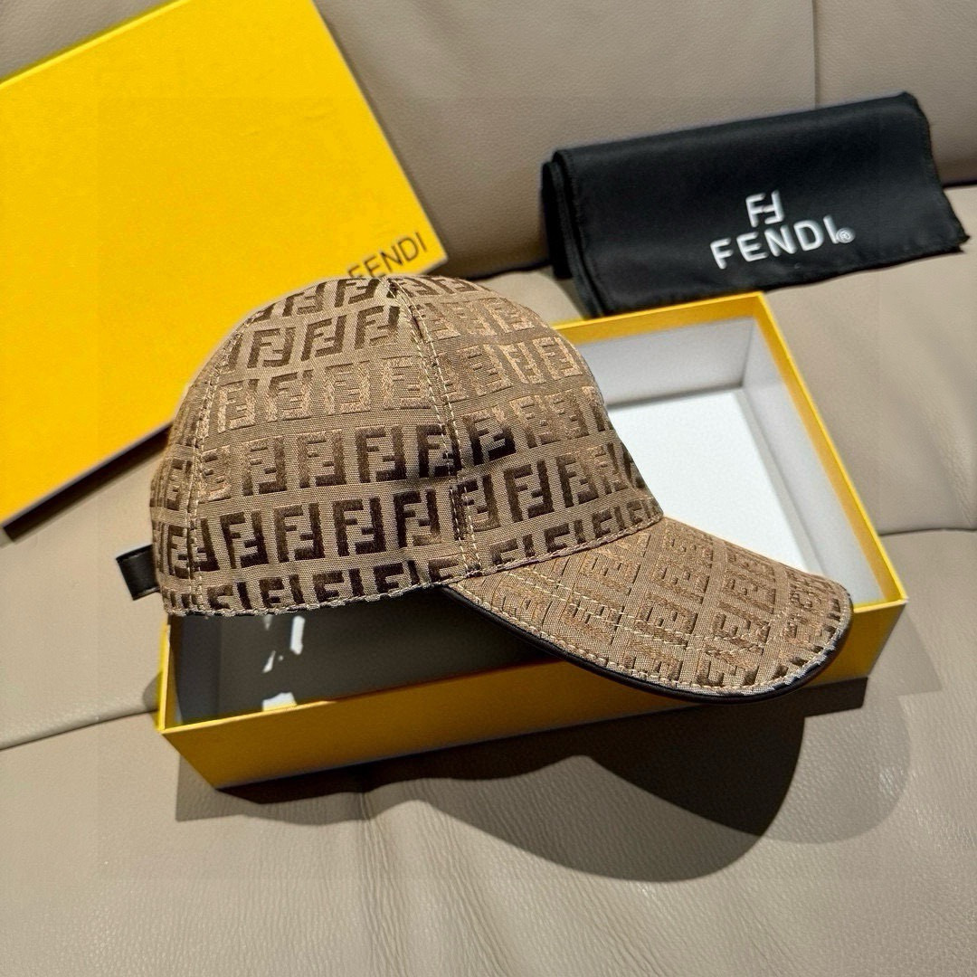 新款出货配盒子布袋，Fendi（芬迪）新款原单棒球帽， 双F提花，专柜常年热卖款，口碑极佳，1:1开模订
