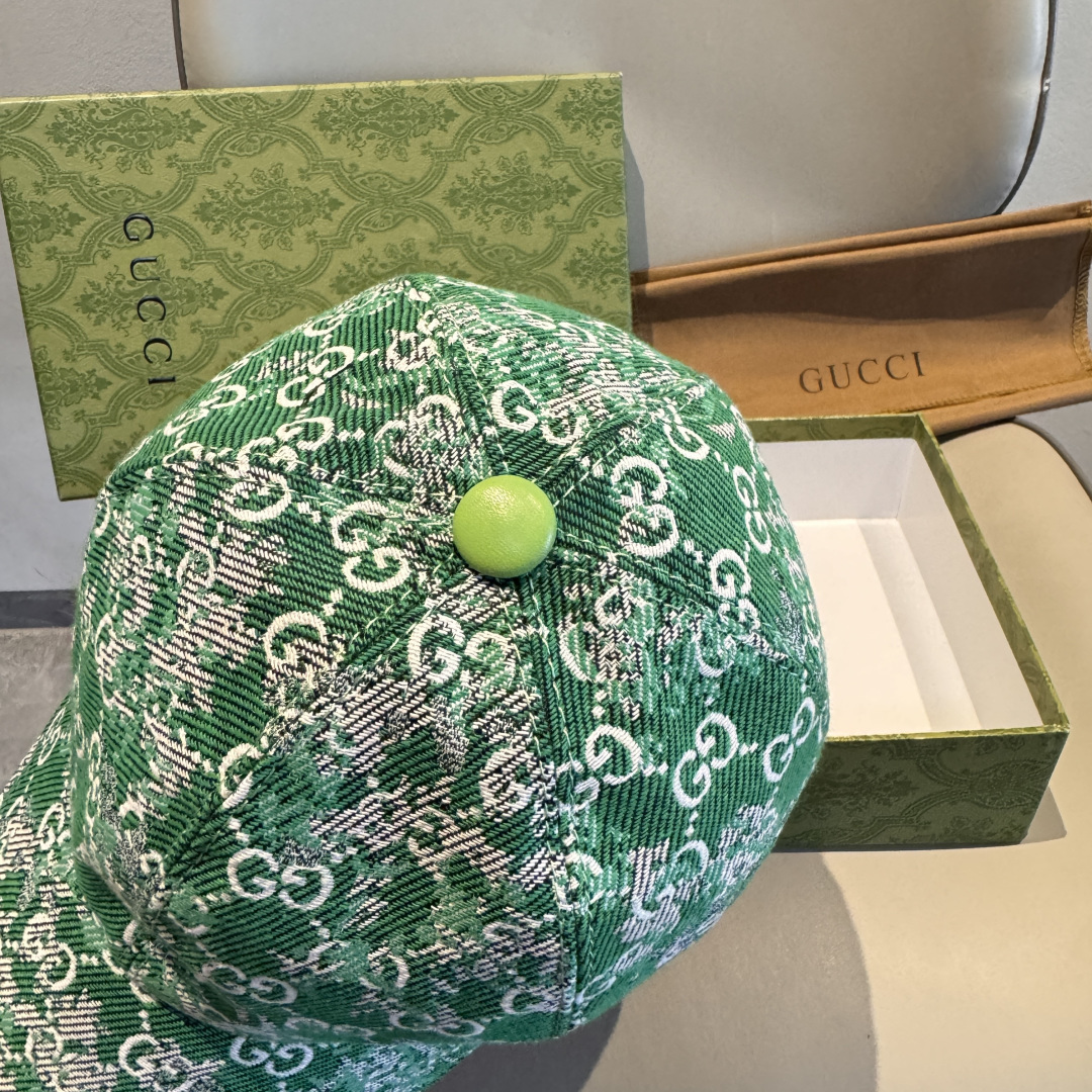 配盒子布袋，Gucci(古奇)经典原单棒球帽，双G牛仔提花，复古设计，专柜1:1开模订制！原版牛仔布料+