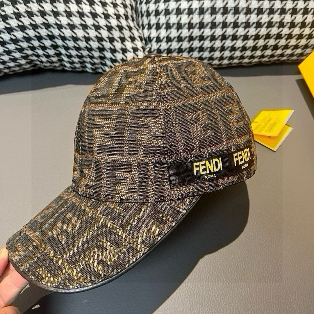 配盒子布袋，Fendi（芬迪）新款原单棒球帽， 双F提花，专柜热卖款，复古双F提花口碑极佳，1:1开模订
