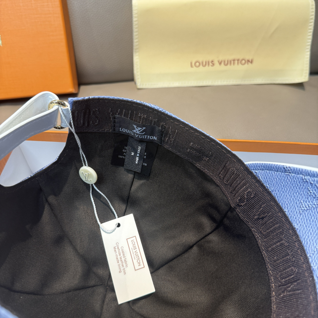 配包装布袋，LV路易威登经典原单棒球帽，经典老花，1:1开模订制，原版专柜PU皮革+头层牛皮包边，长年爆