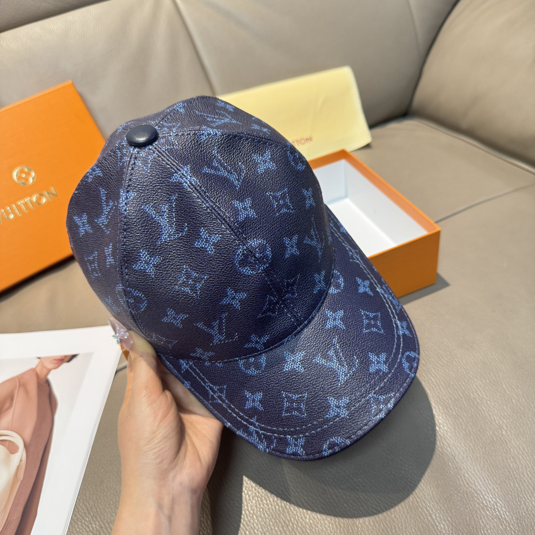 配包装布袋，LV路易威登经典原单棒球帽，经典老花，1:1开模订制，原版专柜PU皮革+头层牛皮包边，长年爆
