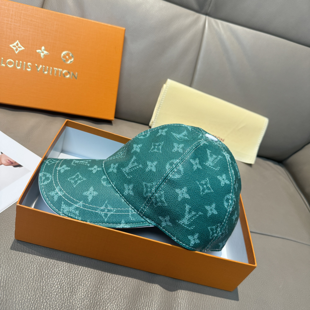 配包装布袋，LV路易威登经典原单棒球帽，经典老花，1:1开模订制，原版专柜PU皮革+头层牛皮包边，长年爆