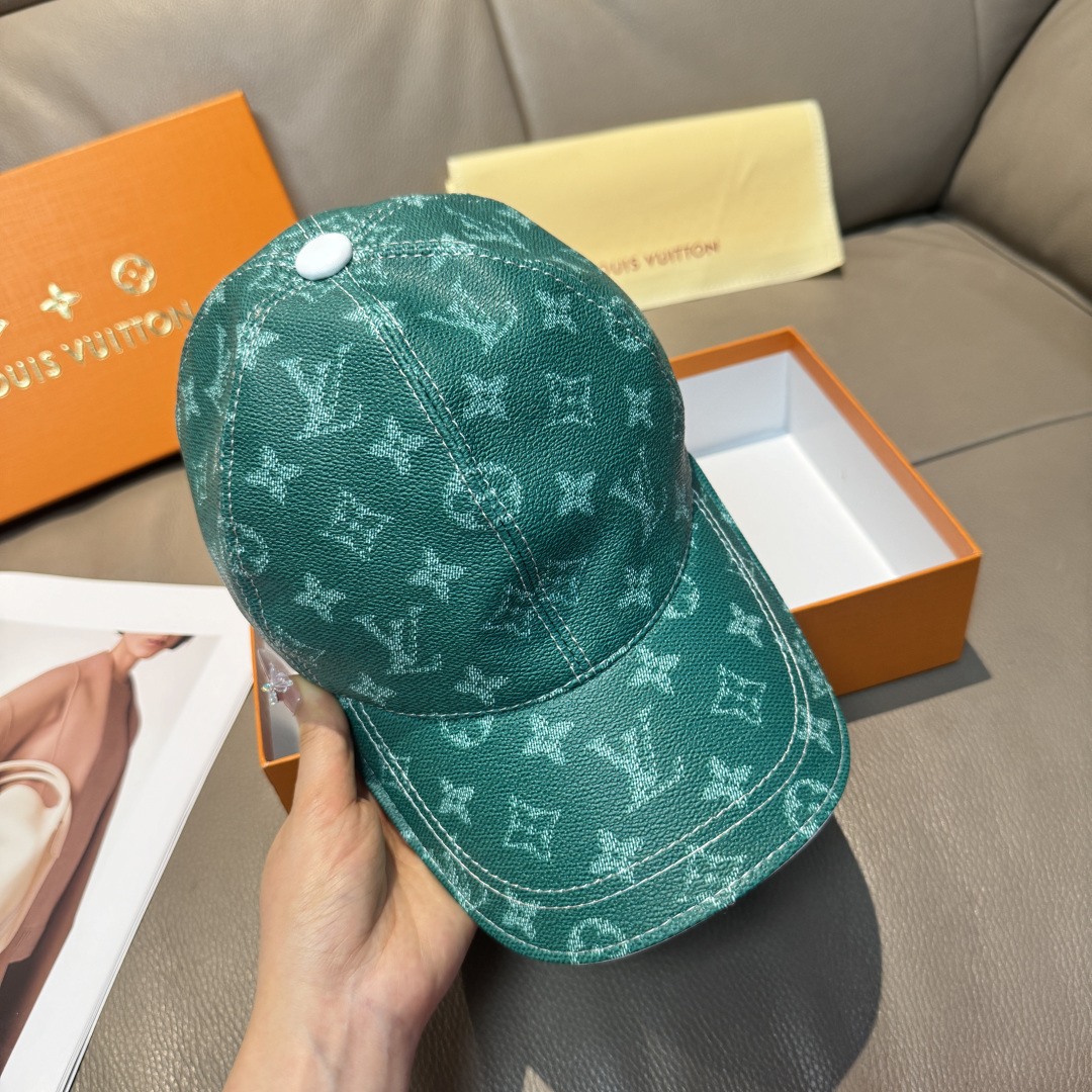 配包装布袋，LV路易威登经典原单棒球帽，经典老花，1:1开模订制，原版专柜PU皮革+头层牛皮包边，长年爆