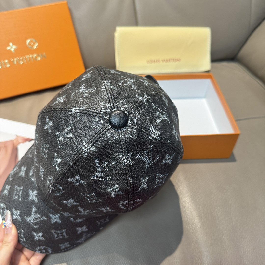 配包装布袋，LV路易威登经典原单棒球帽，经典老花，1:1开模订制，原版专柜PU皮革+头层牛皮包边，长年爆