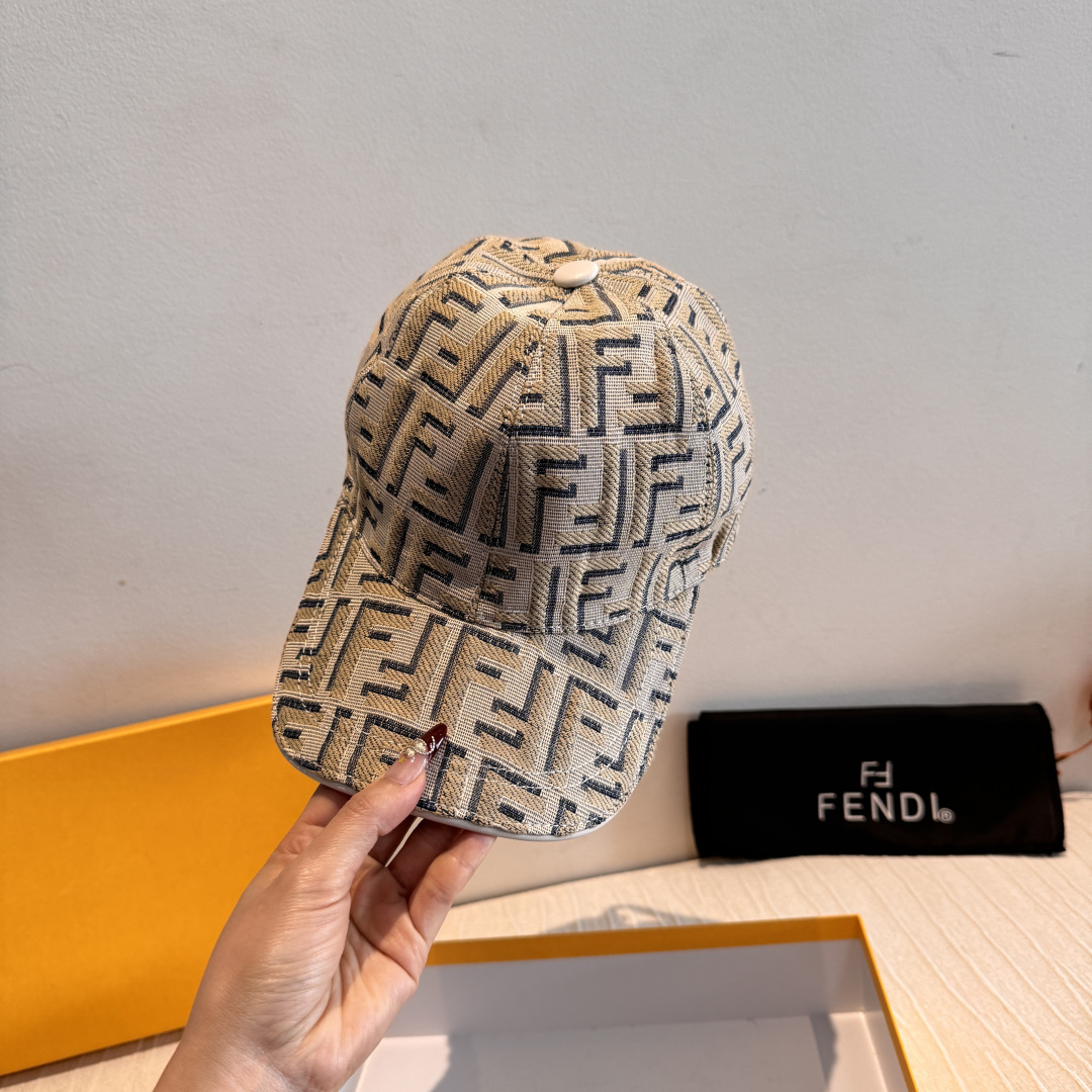 新款出货！配盒子布袋，Fendi（芬迪）新款原单棒球帽， 双F提花，专柜常年热卖款，口碑极佳，1:1开模