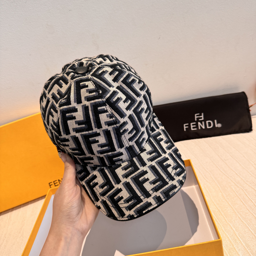新款出货！配盒子布袋，Fendi（芬迪）新款原单棒球帽， 双F提花，专柜常年热卖款，口碑极佳，1:1开模