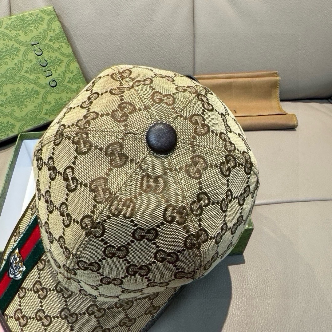 配盒子布袋，Gucci(古奇)新款原单棒球帽， 虎头织带，1:1开模订制，重工刺绣，细节可媲美专柜，原版