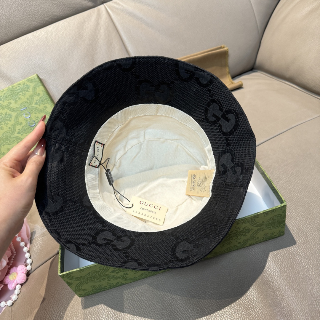 配包装布袋，Guc*i古奇新款原单渔夫帽，大双G，专柜1:1开模订制，原版帆布料+纯棉里衬，轻盈透气！质