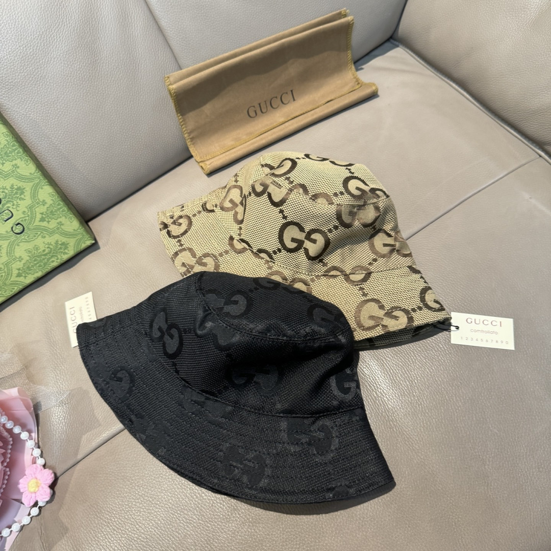配包装布袋，Guc*i古奇新款原单渔夫帽，大双G，专柜1:1开模订制，原版帆布料+纯棉里衬，轻盈透气！质