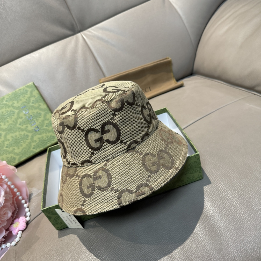 配包装布袋，Guc*i古奇新款原单渔夫帽，大双G，专柜1:1开模订制，原版帆布料+纯棉里衬，轻盈透气！质