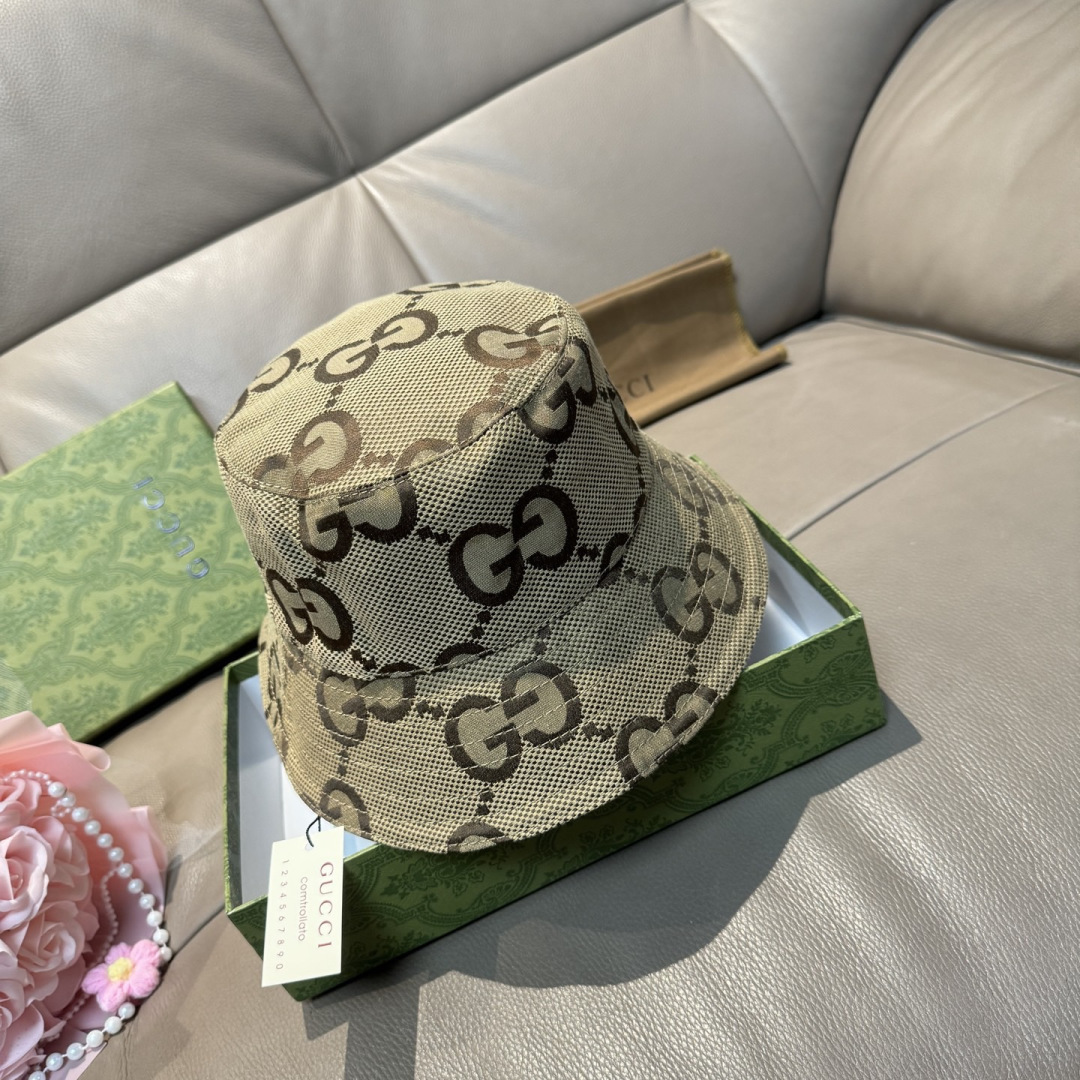 配包装布袋，Guc*i古奇新款原单渔夫帽，大双G，专柜1:1开模订制，原版帆布料+纯棉里衬，轻盈透气！质
