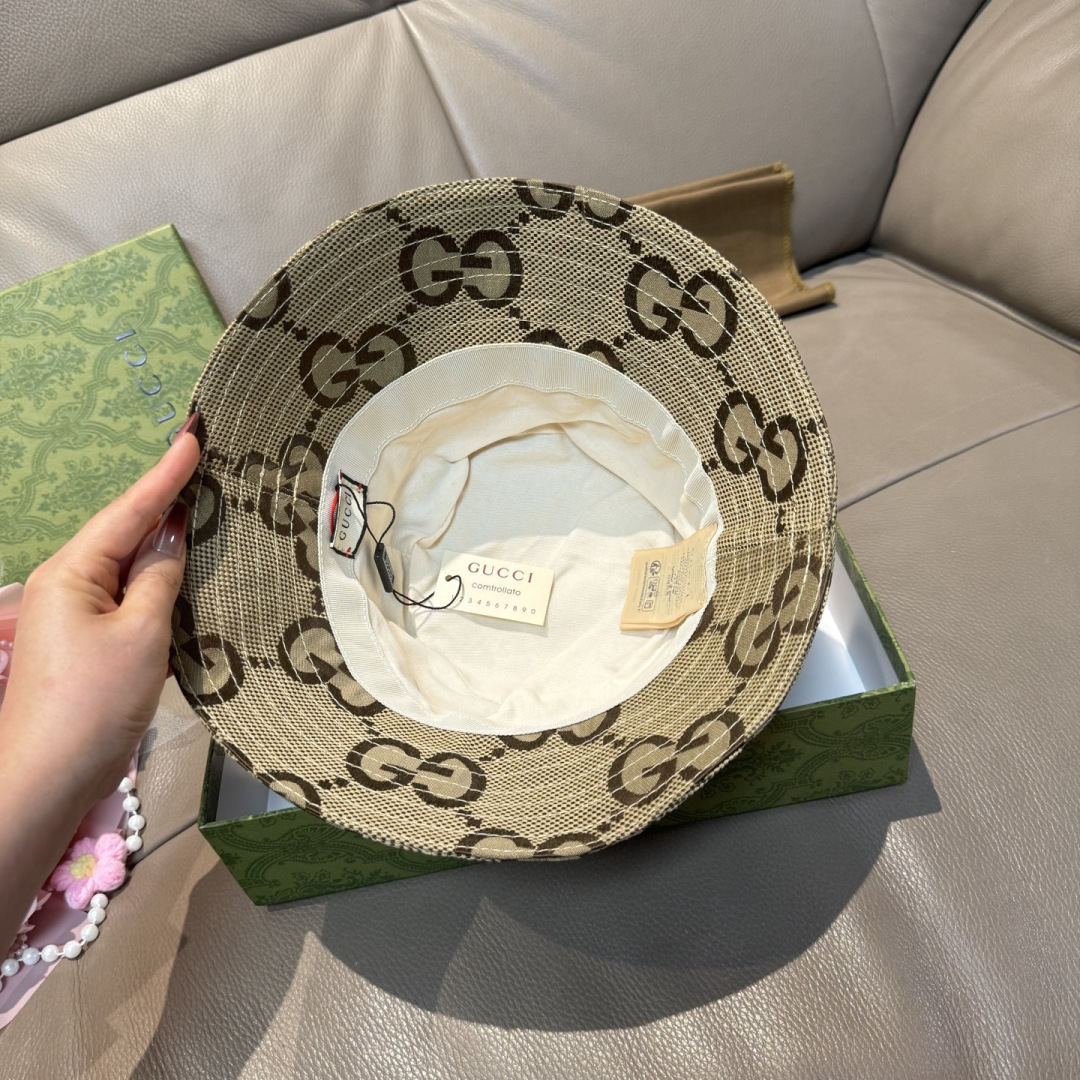 配包装布袋，Guc*i古奇新款原单渔夫帽，大双G，专柜1:1开模订制，原版帆布料+纯棉里衬，轻盈透气！质