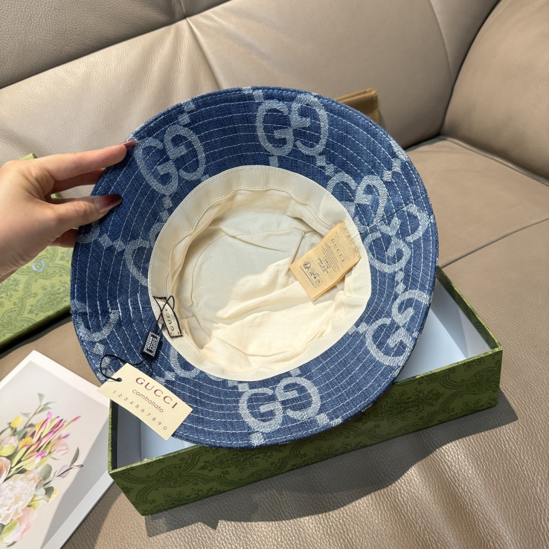 配包装布袋，Guc*i古奇新款原单渔夫帽，大双G，专柜1:1开模订制，原版帆布料+纯棉里衬，轻盈透气！质