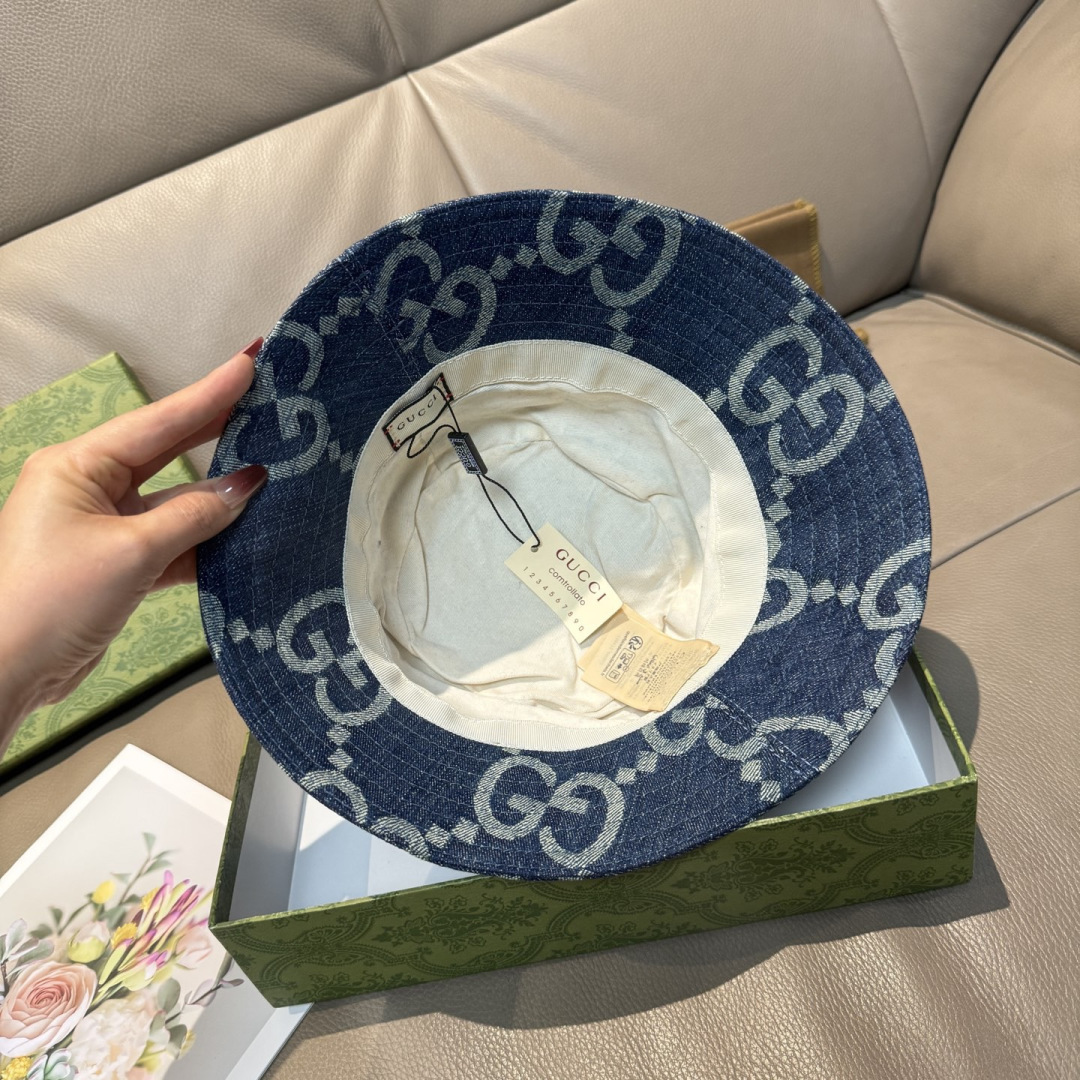配包装布袋，Guc*i古奇新款原单渔夫帽，大双G，专柜1:1开模订制，原版帆布料+纯棉里衬，轻盈透气！质